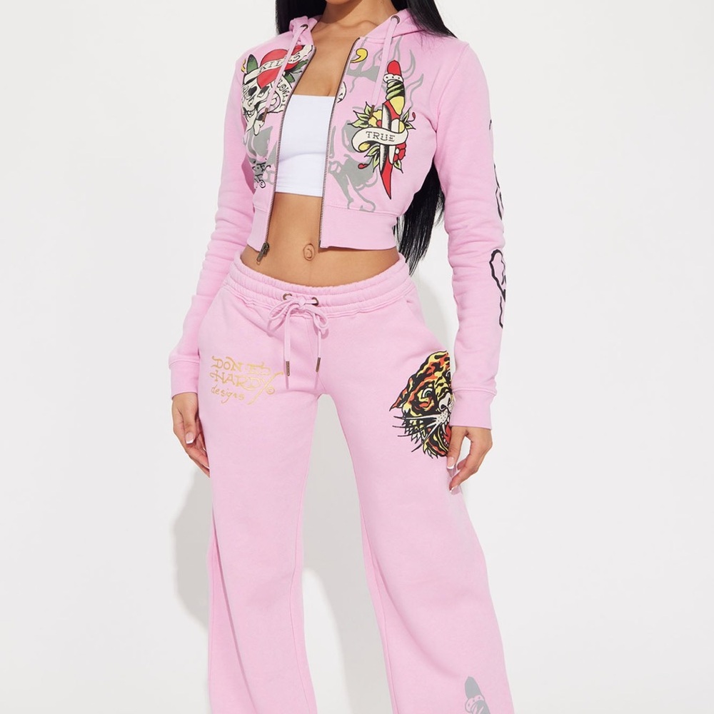 Pink Graphic Ed Hardy Women's Tracksuit